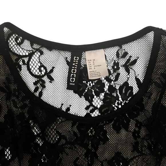 Divided H&M Black Lace Midi Dress Size 8 - Picture 4 of 7